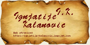 Ignjatije Kalanović vizit kartica